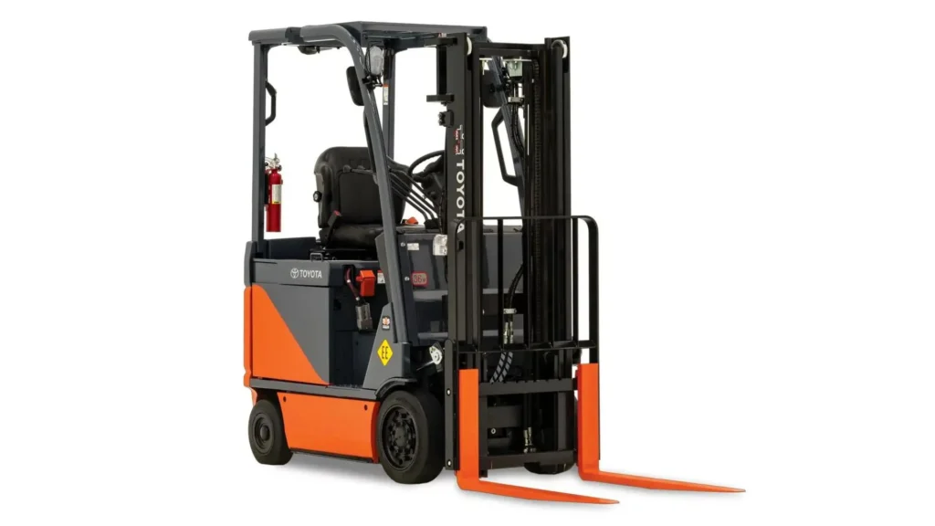 Toyota 8FBCU25 Electric Warehouse Forklift, 5000LB, 4-Stage .webp