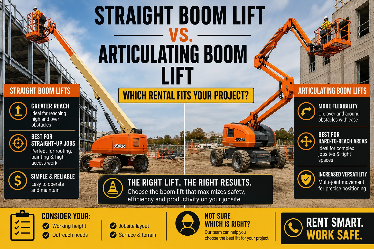Straight Boom Lift vs. Articulating Boom Lift